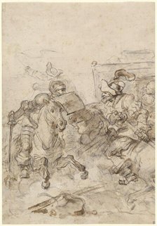 Don Quixote Attacking the Biscayan, 1780s. Creator: Jean-Honore Fragonard.
