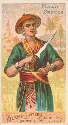 Malay Creese, from the Arms of All Nations series (N3) for Allen & Ginter Cigarettes Brands, 1887. Creator: Allen & Ginter.