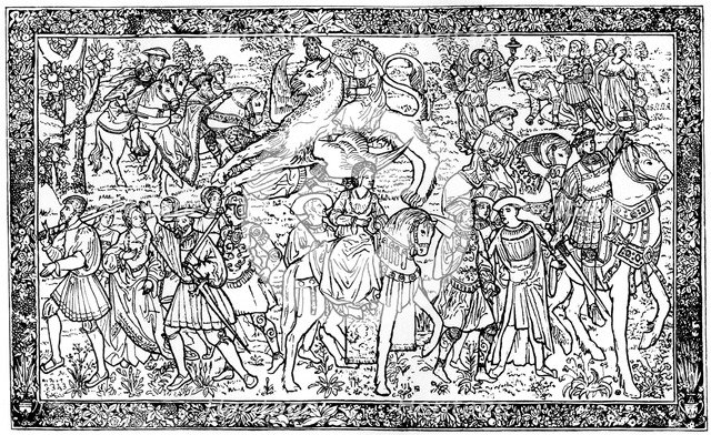 Historical and allegorical figures, tapestry at Hampton Court Palace, Richmond, London, 1930. Artist: Unknown