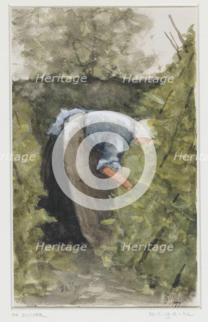 Woman in the vegetable garden, 1877. Creator: Philip Zilcken.