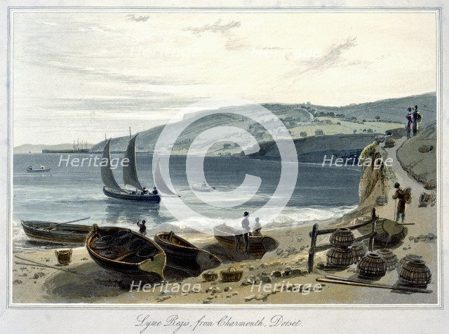 'Lyme Regis, from Charmouth, Dorset', 1814-1825. Artist: William Daniell