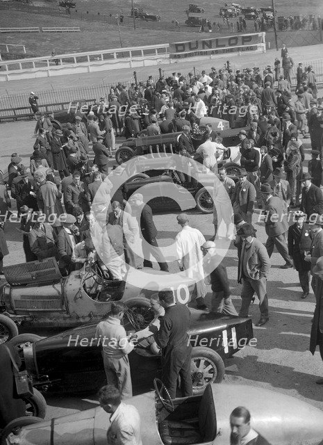 BARC meeting, Brooklands, 1930. Artist: Bill Brunell.