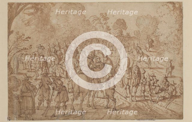 Soldiers Resting, between late 16th and early 17th century. Creator: Unknown Flemish; After Sebastian Vrancx  Flemish, 1573-1647.