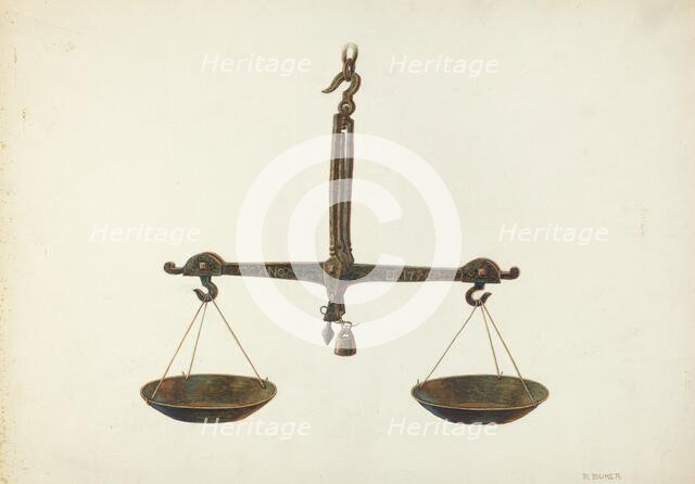 Balance Scales, c. 1939. Creator: Ruth Buker.