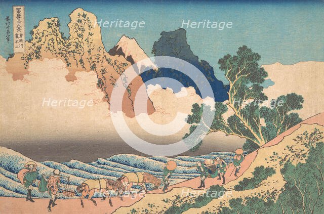 View from the Other Side of Fuji from the Minobu River (Minobugawa ura Fuji), from ..., ca. 1830-32. Creator: Hokusai.