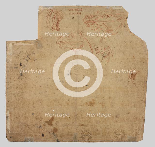 Sketches of Horses (verso), 17th century. Creator: Unknown.