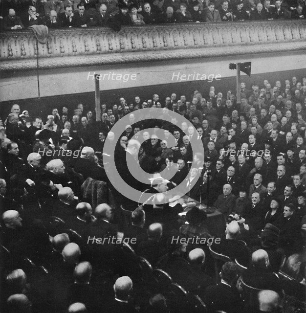 'On 27th January, Mr. Churchill addressed an audience in Free Trade Hall, Manchester', 1913, (1945) Artist: Unknown.