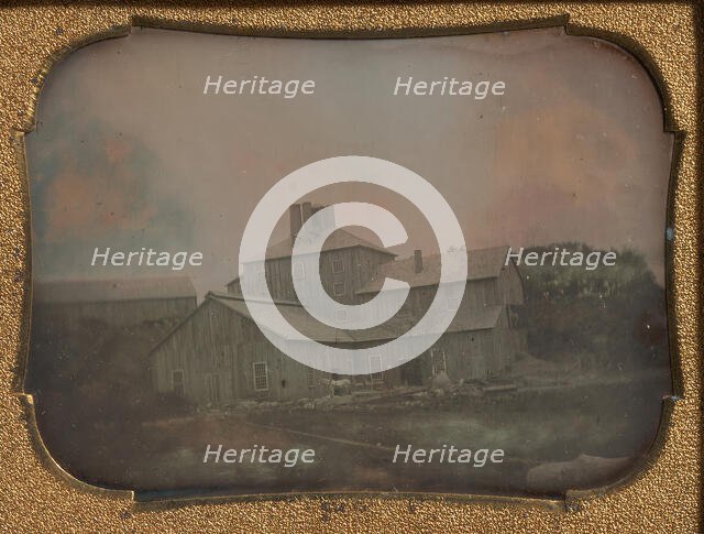 Mill or Warehouse with Vertical Clapboard Siding, 1850s. Creator: Unknown.