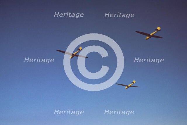 Marine Corps gliders in flight out of Parris Island, S.C., 1942. Creator: Alfred T Palmer.