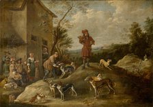 Resting Hunters, c1640-1690. Creator: David Teniers II.