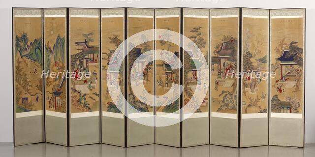 Ten-panel Folding Screen with Scenes of Filial Piety, 18th-19th century. Creator: Unknown.