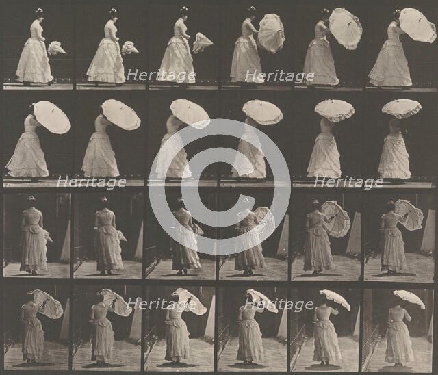 [Woman Opening Parasol], 1883-86, printed 1887. Creator: Eadweard J Muybridge.