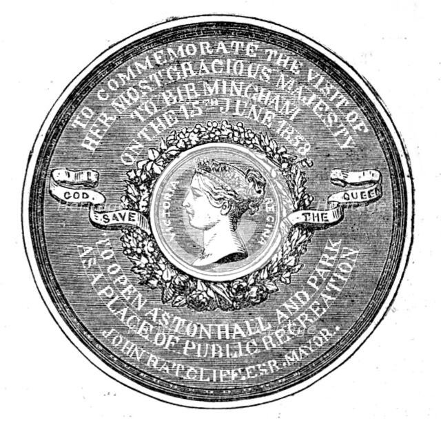 Medal Commemorative of the Opening of Aston Park and Hall by Her Majesty, 1858. Creator: Unknown.