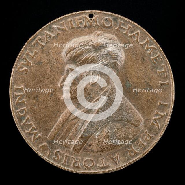 Mehmed II, 1430-1481, Sultan of the Turks 1451 [obverse], c. 1480. Creator: Gentile Bellini.