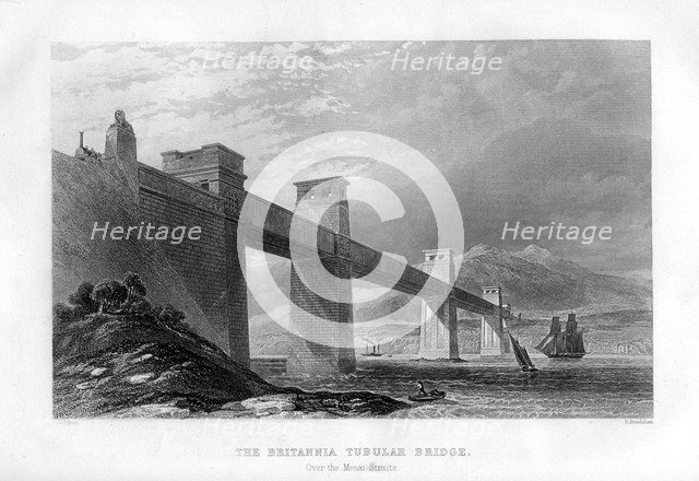 The Britannia Tubular Bridge over the Menai Straits, Wales, 1886. Artist: S Bradshaw