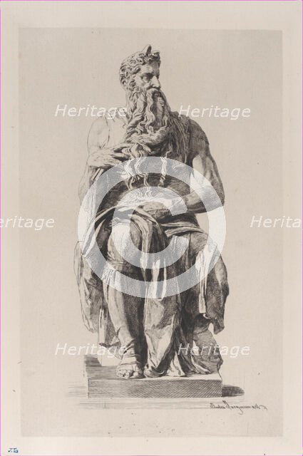 Moses, after Michelangelo, 1875. Creator: Jules-Ferdinand Jacquemart.