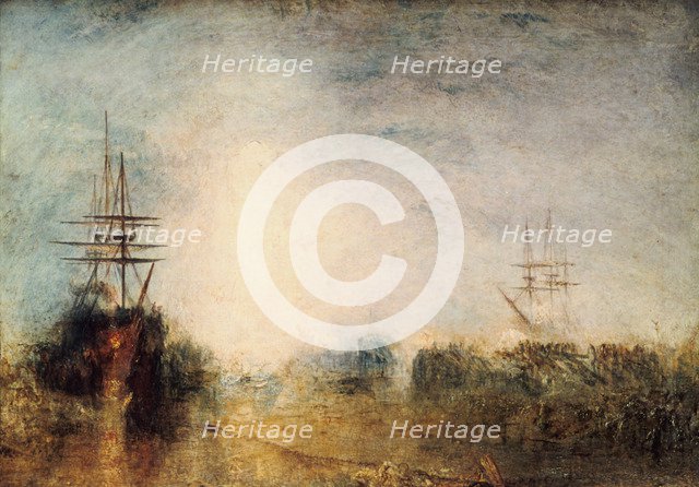 'Whalers (Boiling Blubber) Entangled in Flaw Ice, Endeavouring to Extricate Themselves', 1846. Artist: JMW Turner