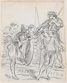 Group of Male Figures Conversing, probably c. 1754/1765. Creator: Hubert Robert.