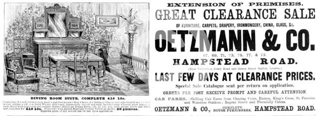 Advertisement for Oetzmann & Co. Great Clearance Sale, 1890. Creator: Unknown.