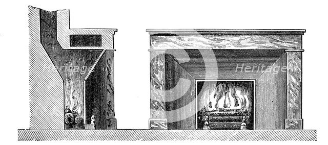 Rumford's fireplace, c1880. Artist: Unknown