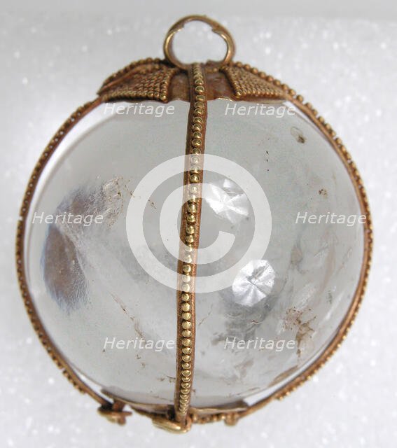 Rock Crystal Amuletic Sphere Pendant, Hunnic or Frankish, 4th-5th century. Creator: Unknown.