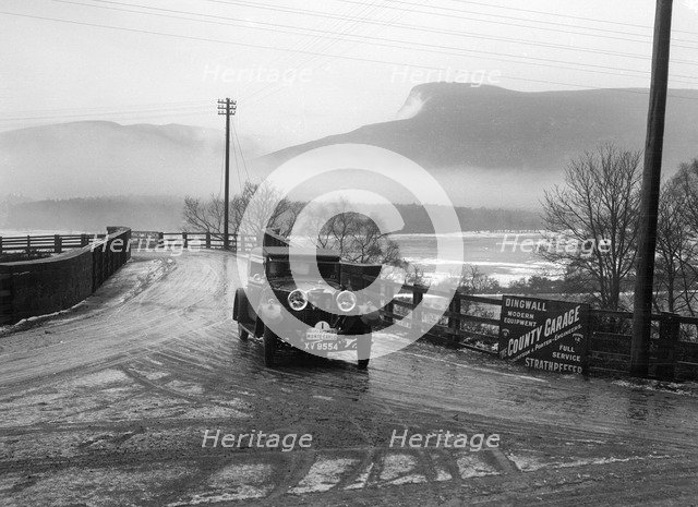 Talbot 14/45 of Kitty Brunell competing in the Monte Carlo Rally, near Strathpeffer, Scotland, 1929. Artist: Bill Brunell.