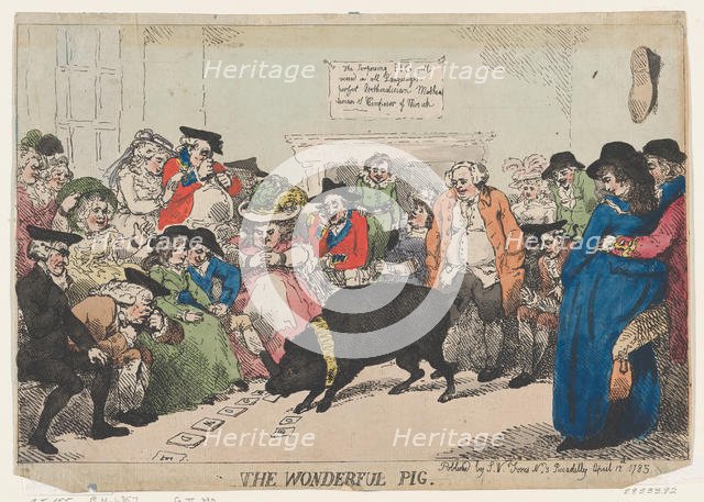 The Wonderful Pig, April 12, 1785., April 12, 1785. Creator: Thomas Rowlandson.