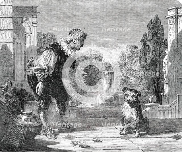 Lance Reproving his Dog - left unfinished by the late Sir A. W. Calcott..., 1850.  Creator: Unknown.