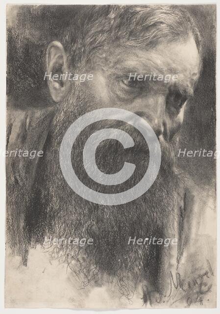 Head of a Bearded Man in Half-Profile, 1894. Creator: Adolph Menzel.
