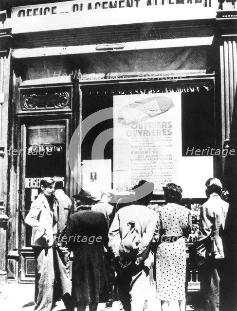 Citizens of Paris outside a German labour recruitment office, 1940-1944. Artist: Unknown