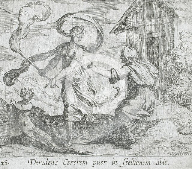 Ceres Turning a Boy into a Lizard, published 1606. Creators: Antonio Tempesta, Wilhelm Janson.