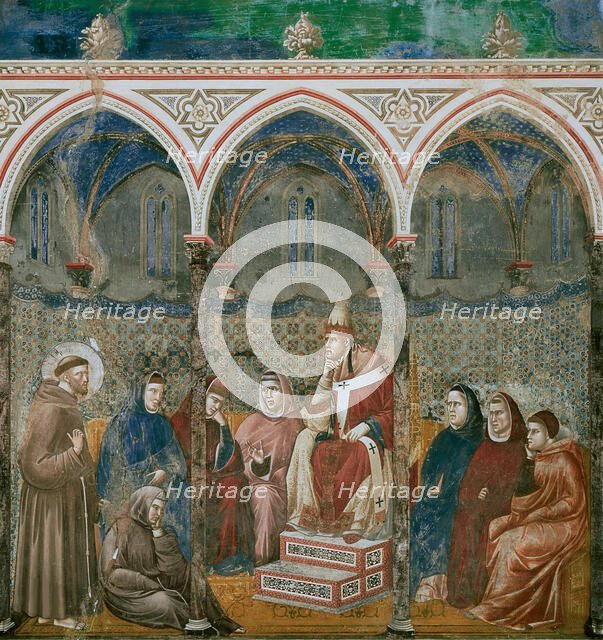 Saint Francis Preaching before Honorius III (from Legend of Saint Francis), 1295-1300. Creator: Giotto di Bondone (1266-1377).