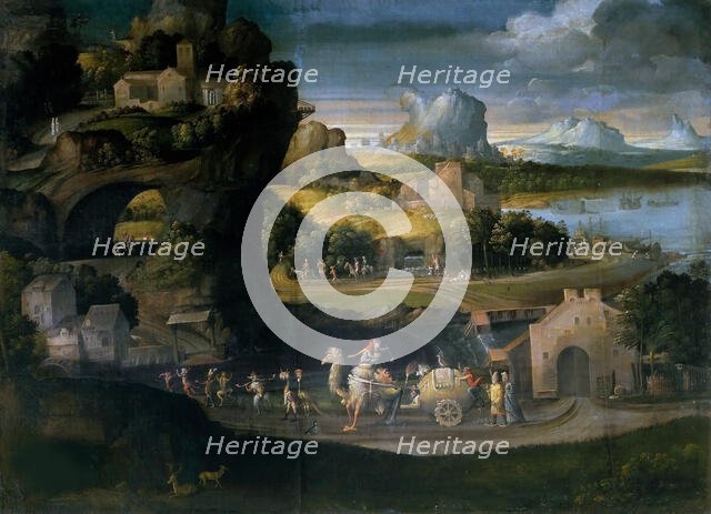 Landscape with Magicians, c. 1525. Creator: Girolamo da Carpi (1501-1556).