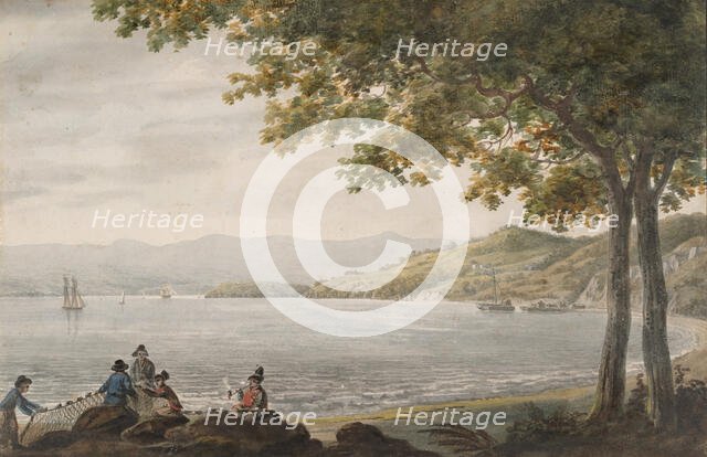 Shad Fishermen on the Shore of the Hudson River, 1811-ca. 1813. Creator: Pavel Petrovic Svin'in.