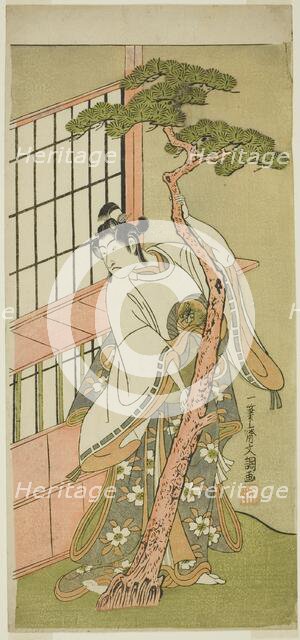 The Actor Ichikawa Monnosuke II as Tsunewaka-maru in the Play Iro Moyo Aoyagi.., c. 1775. Creator: Ippitsusai Buncho.