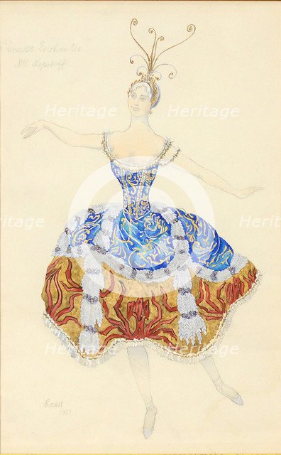 La Princesse Enchantée. Costume design for the ballet The Sleeping Princess, 1921. Artist: Bakst, Léon (1866-1924)
