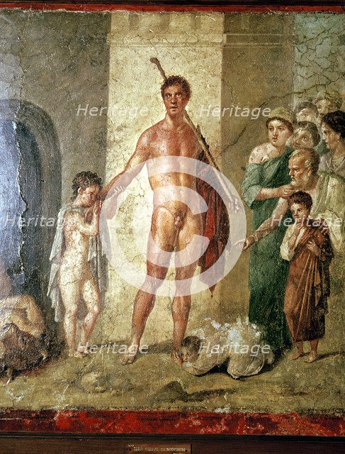 Roman wallpainting of Theseus after killing the Minotaur, Pompeii. Creator: Unknown.