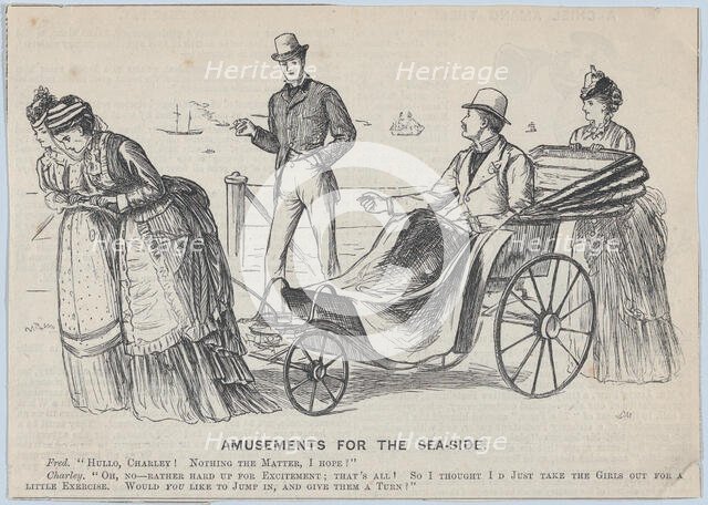Amusements for the Sea-side (verso) (Punch, or the London Char..., 1873. Creator: Unknown.