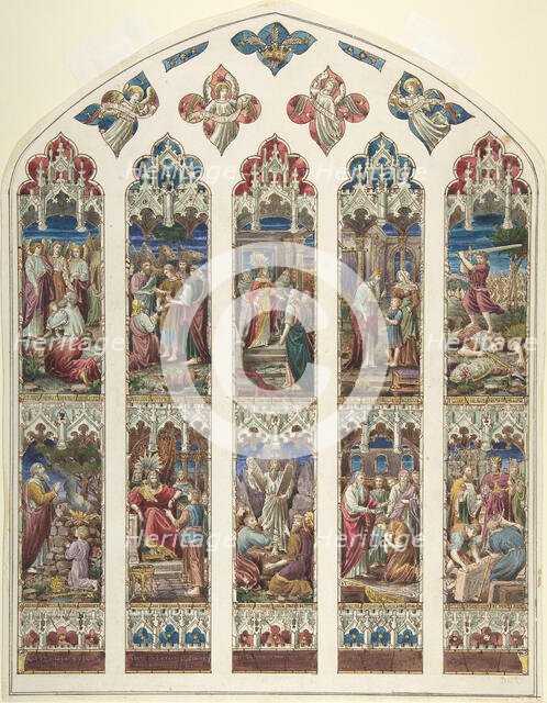 Design for Old Testament Window, ca. 1870. Creator: Attributed to Dante Gabriel Rossetti.