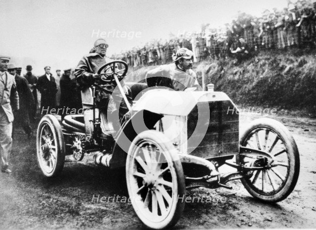 Camille Jenatzy in his 60 hp Mercedes, winner of the Gordon Bennett Race, Athy, Ireland, 1903. Artist: Unknown