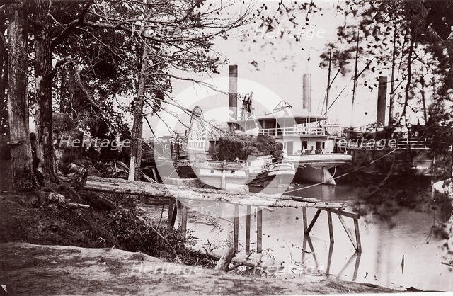 Pontoon Bridge at Deep Bottom, James River, 1864. Creator: Andrew Joseph Russell.