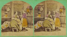 Mother seated with two daughters. From the Comic Group series., 1870s. Creator: Charles A. Beckford.