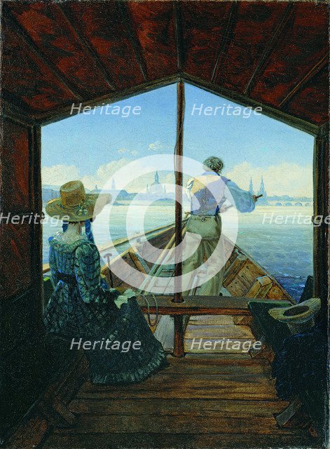 Barge Trip on the Elbe near Dresden (Morning on the Elbe), 1827. Artist: Carus, Carl Gustav (1789-1869)
