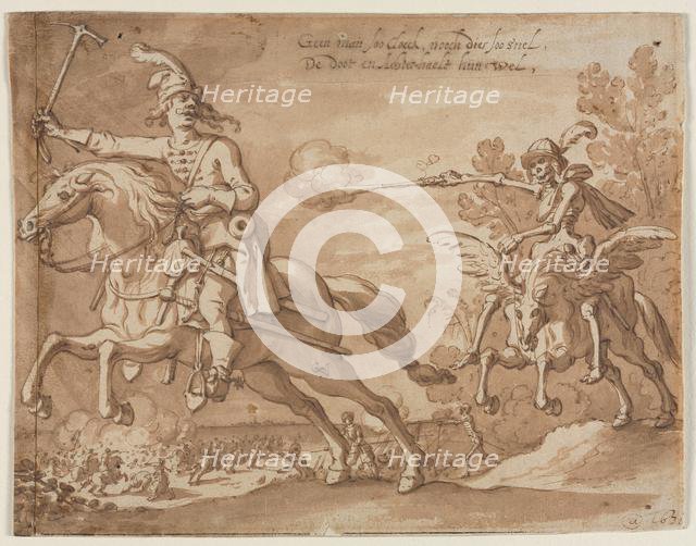 Death on Horseback Chasing a Flying Knight, 1631. Creator: Sebastian Vrancx (Flemish, 1573-1647).