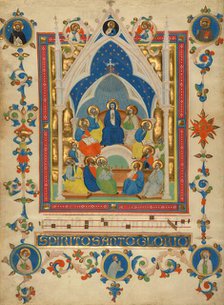 Pentecost; Leaf from the Laudario of Sant' Agnese, about 1340. Creator: Master of the Dominican Effigies.