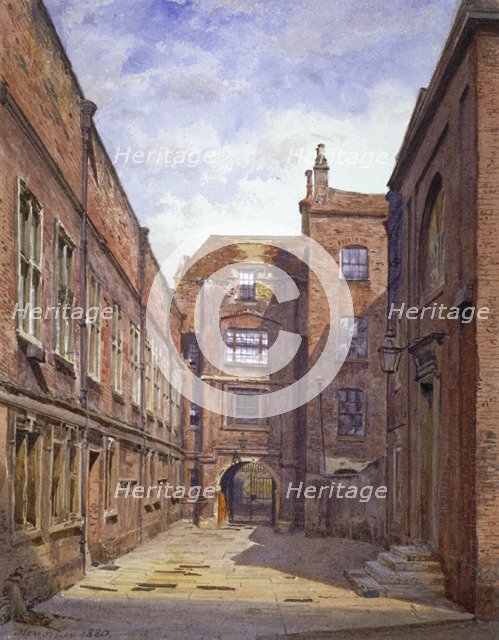 Hall and library, Sion College, London Wall, City of London, 1880. Artist: John Crowther