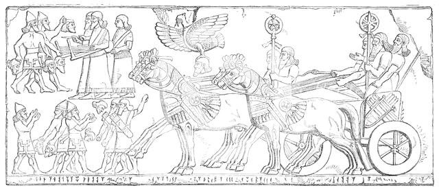 Nimroud Sculptures...Triumphal Return of the King to his Camp, 1850. Creator: Unknown.