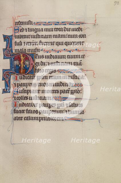 Initial D: People Worshipping a Golden Calf; Bute Psalter, text and illumination about 1285. Creator: Bute Master.