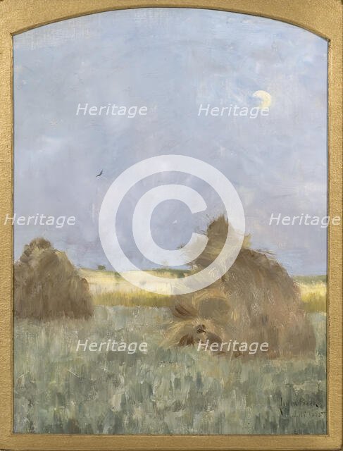 Hay-Cocks by Moonlight, 1885. Creator: Julia Beck.