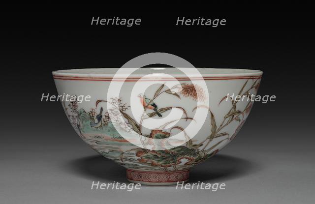 Bowl with Waterfowl on a Lotus Pond, 1662-1722. Creator: Unknown.